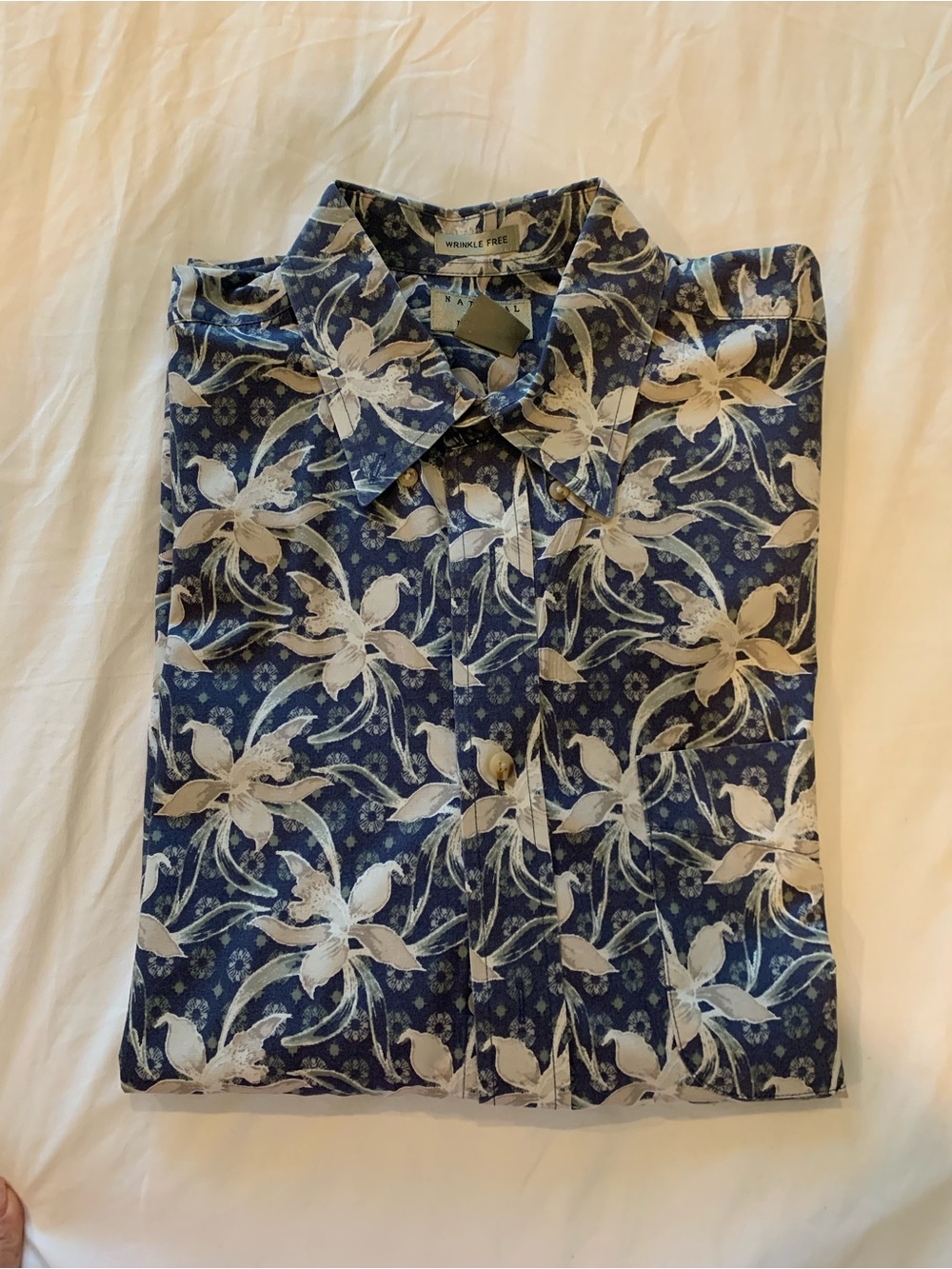 Navy Floral Men's Button-Down Shirt